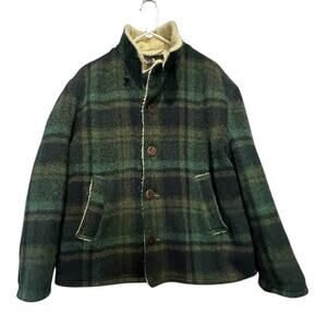 Sir Jac Vintage 60’s Men's Green Plaid Wool Sherpa Sheep Winter Jacket Sz XL